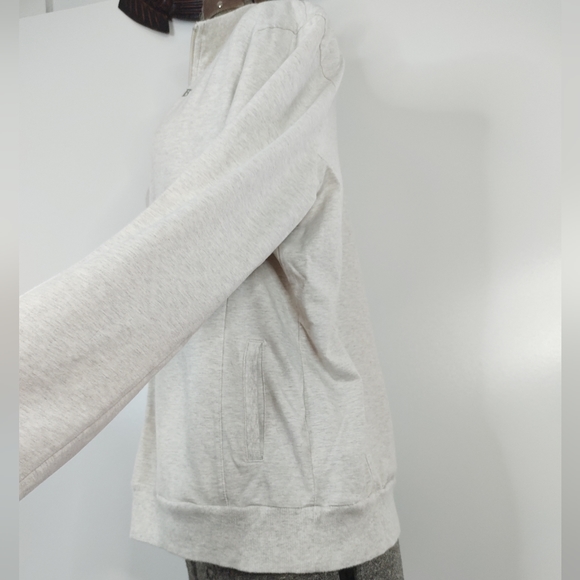 Banana Republic ivory & gray heathered lightweight zip up jacket - Picture 5 of 15